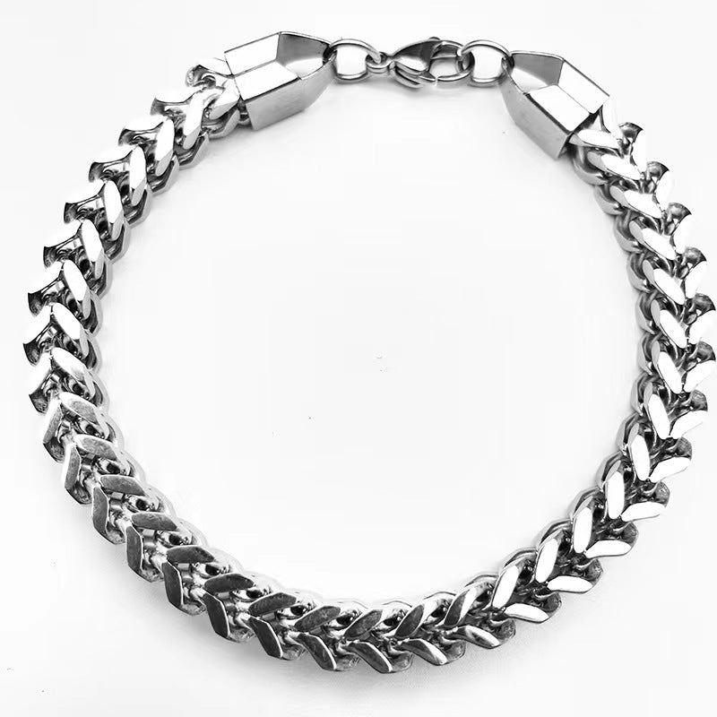 Wholesale Front and Back Chain 6mm Stainless Steel Bracelet